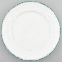 cca 1840-1895 Waldenburg porcelán kínáló zöld peremfestéssel, kopásokkal, jelzéssel, d: 31,5 cm