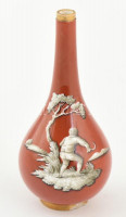 Antik porcelán váza, kézzel festett, jelzés nélkül, csorbákkal, m: 14,5 cm