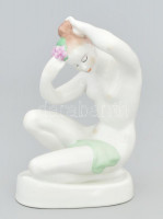 Aquincumi porcelán akt, kézzel festett, jelzett, hibátlan, m: 16 cm