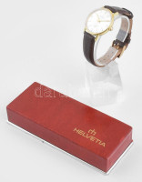 Helvetia kézio felhúzós férfi karóra, szép állapotban, hibátlan számlappal, eredeti dobozában. bőr szíjjal 36 mm