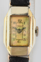 Fanex 18k arany tokos női karóra, gyöngyház számlappal, működik, jelzett, 14x26mm