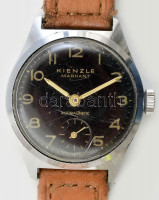 Kienzle katonai kézi felhúzós karóra.működikm de a felhúzó korona kis hibás (vissza felé tekerei a mutatót is) d: 31 mm Bőr szíjjal