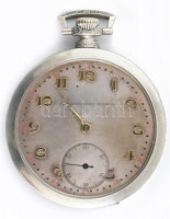 Chronometre March fém tokos zsebóra, üveg hiányzik, működőképes állapotban, d: 5 cm