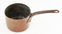 Vörösréz vízmelegító edény. XIX. sz. Jelzéssel d: 13 cm, m: 9 cm