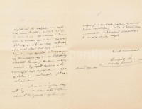 1890 Adorján Ármin, született Auspitz (1867-1938) újságíró, szerkesztő, ügyvéd, a nagyváradi Szabadság c. lap főszerkesztőjének levele Szél Kálmán nagyszalontai esperesnek, Arany János vejének, melyben apja, Szél György, mint