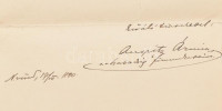1890 Adorján Ármin, született Auspitz (1867-1938) újságíró, szerkesztő, ügyvéd, a nagyváradi Szabadság c. lap főszerkesztőjének levele Szél Kálmán nagyszalontai esperesnek, Arany János vejének, melyben apja, Szél György, mint