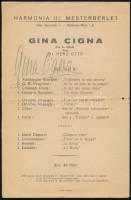 1936 Szeged, Gina Cigna ária és dalest műsora a művész autográf aláírásával / autograph signature