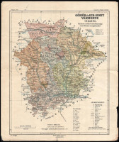 1912 Gömör és Kis-Hont vármegye térképe (Kogutowicz: Megyei térképek), 1 : 390.000, Bp., Magyar Földrajzi Intézet Rt., kissé sérült lapszélekkel, 34x28,5 cm