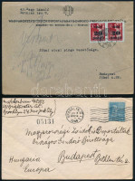 1945/1946 2 db zsidó témájú levél a II. infláció idejéből, az egyik az USA-ból Budapestre küldve