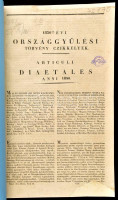 1836-dik évi országgyűlési törvény czikkelyek. Modern papírkötésben, helyenként kis foltokkal, lapszéli javításokkal, intézményi bélyegzővel, 525-622 p.