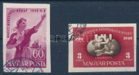 1949-1950 Nőnap vágott bélyeg + UPU blokkból kivágott bélyeg (22.000)