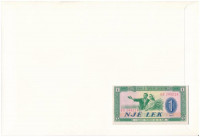 Albánia 1976. 1L felbélyegzett borítékban, bélyegzéssel T:AUAlbania 1976. 1 Lek in envelope with stamp and cancellation C:AU