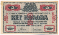 Ostffyasszonyfa/hadifogolytábor 1916. június 1. 2K arab sorozat és sorszámmal, 'MS' jelzéssel T:I-Adamo HHO-2.4.2