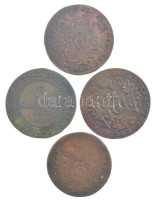 1800B 3kr Cu 'I. Ferenc' + 1800A 6kr Cu 'I. Ferenc' + 1800B 6kr Cu 'I. Ferenc' + 1812S 3kr Cu 'I. Ferenc' T:VF,F