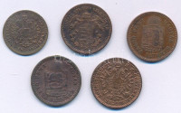 1858B 5/10kr Cu + 1868KB 1kr Cu 'Angyalos címer' + 1882KB 1kr Cu 'Középcímer' + 1891KB 1kr Cu 'Fiume címer' + Ausztria 1881. 1kr Cu T:VF,F