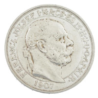 1907KB 5K Ag 'Ferenc József koronázásának 40. évfordulója' T:1-,2 ph., kis patinaAdamo K7.1
