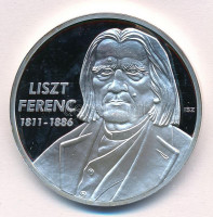 ifj. Szlávics László (1959-) 2011. 'Nagy Magyarok / Liszt Ferenc 1811-1886' ezüstözött Cu emlékérem kapszulában (40mm) T:PP patina