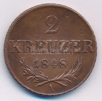 Ausztria 1848A 2kr Cu T:AU kis patina Austria 1848A 2 Kreuzer Cu C:AU small patinaKrause KM#2188