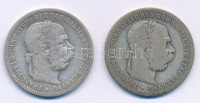 Ausztria 1893-1902. 1K Ag 'Ferenc József' (2xklf) T:VF,F patinaAustria 1893-1902. 1 Corona Ag 'Franz Joseph' (2xdiff) C:VF,F patina Krause KM#2804