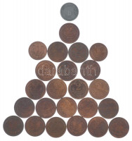 Ausztria 1893-1915. 2h bronz (21xklf) + 1893-1916. 1h bronz (2xklf) + 1947. 1gr Zn T:AU-FAustria 1893-1915. 2 Heller bronze (21xdiff) + 1893-1916. 1 Heller bronze (2xdiff) + 1947. 1 Grosch Zn C:AU-F