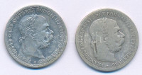 Ausztria 1894-1899. 1K Ag (2xklf) 'Ferenc József' T:VF,F patina Austria 1894-1899. 1 Corona Ag (2xdiff) 'Franz Joseph' C:VF,F patina Krause KM#2804