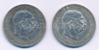 Ausztria 1912-1913. 1K Ag 'Ferenc József' (2xklf) T:XF,VF patina Austria 1912-1913. 1 Corona Ag 'Franz Joseph' (2xdiff) C:XF,VF patina Krause KM#2820