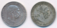 Ausztria 1912-1915. 1K Ag 'Ferenc József' (2xklf) T:XF,VF patina Austria 1912-1915. 1 Corona Ag 'Franz Joseph' (2xdiff) C:XF,VF patina Krause KM#2820