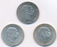 Ausztria 1914-1916. 1K Ag 'Ferenc József' (3xklf) T:XF patina Austria 1914-1916. 1 Corona Ag 'Franz Joseph' (3xdiff) C:XF patina Krause KM#2820