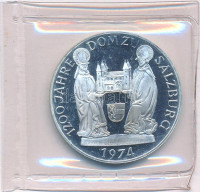 Ausztria 1974. 50Sch Ag '1200 éves a Salzburgi Dóm' lezárt fóliatokban T:PP Austria 1974. 50 Schilling Ag '1200th Anniversary - Salzburg Cathedral' in sealed plastic C:PPKrause KM#2921