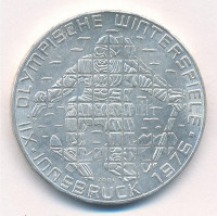 Ausztria 1976. 100Sch Ag 'Innsbruck - XII. téli olimpia / Síelő' T:1- Austria 1976. 100 Schilling Ag 'Winter Olympics Innsbruck / Skier' C:AU Krause KM#2928