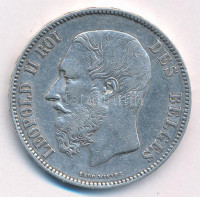 Belgium 1873. 5Fr Ag 'II. Lipót' T:VF kis ph., ü., patina Belgium 1873. 5 Francs Ag 'Leopold II' C:VF small edge error, ding, patina Krause KM#24