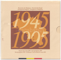 Belgium 1995. 50c - 50Fr (10xklf, 5x vallon, 5x flamand) forgalmi sor + '50 éve ért véget a II. Világháború' emlékveret szettben, karton dísztokban, eredeti, bontatlan fólia csomagolásban T:1 Belgium 1995. 50 Centimes - 50 Francs