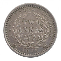 Brit-India 1841. 2A Ag 'Viktória' Madras, 9 bogyó (1,45g) T:1-British India 1841. 2 Anna Ag 'Victoria' Madras, 9 berries (1,45g) C:AU Krause KM#460
