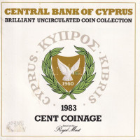 Ciprus 1983. 1/2c-20c (6xklf) forgalmi sor karton díszcsomagolásban T:UNC patina, külső papírtok hiányzik Cyprus 1983. 1/2 Cent - 20 Cents (6xdiff) coin set in cardboard case C:UNC patina, outer paper case is missing