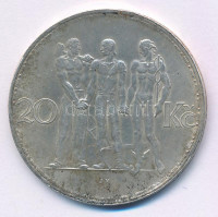 Csehszlovákia 1934. 20K Ag 'Ipar, mezőgazdaság, üzlet' T:XF patinaCzechoslovakia 1934. 20 Korun Ag 'Industry, Agriculture, Business' C:XF patina Krause KM#17