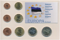 Észtország 2011. 1c-2E (8xklf) 'Europa' forgalmi összeállítás fóliatokban T:UNC,AUEstland 2011. 1 Cent - 2 Euro (8xdiff) 'Europa' coin set in foil packing C:UNC,AU