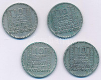Franciaország 1929-1934. 10Fr Ag (4x) 4xklf T:XF,VF patinaFrance 1929-1934. 10 Francs Ag (4x) 4xdiff C:XF,VF patina
