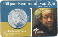 Hollandia 2006. 5E Ag 'Rembrandt születésének 400. évfordulója' karton díszlapon T:1- patinaNetherlands 2006. 5 Euro Ag '400th Anniversary of the birth of Rembrandt' on cardboard C:AU patinaKrause KM#266