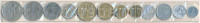 Israel 12db klf fémpénz kartonlapra ragasztva T:XFIzrael 12pcs of diff coins glued to cardboard C:XF