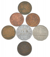 Kanada 1940-1951. 1c bronz 'VI. György' (5xklf) + 1951. 5c Ni 'A nikkel felfedezésének 200. évfordulója' + 1953. 5c Ni T:AU-VFCanada 1940-1951. 1 Cent bronze 'George VI' (5xdiff) + 1951. 5 Cents Ni '200th Anniversary of the Discovery of