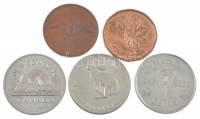 Kanada 1967. 1c + 5c + 1992. 1c + 5c + 2005. 5c mind forgalmi emlékkiadás T:UNC,AUCanada 1967. 1 Cent + 5 Cents + 1992. 1 Cent + 5 Cents + 2005. 5 Cents circulating commemorative coins C:UNC,AU