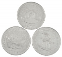 Kanada 1992. 25c Ni 'A Kanadai Konföderáció 125. évfordulója' (3xklf) forgalmi emlékkiadások T:AUCanada 1992. 25 Cents Ni '125th Anniversary of Canadian Confederation' (3xdiff) circulating commemorative coins C:AU