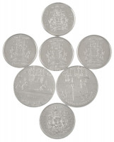 Kanada 1992. 50c + 2002. 50c (3x) forgalmi emlékkiadások + 2018. 50c + 1976. 1D + 1984. 1D forgalmi emlékkiadás T:AU,XFCanada 1992. 50 Cents + 2002. 50 Cents (3x) circulating commemorative coins + 2018. 50 Cents + 1976. 1 Dollar + 1984. 1