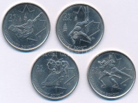 Kanada 2008. 25c Ni '2010-es Téli Olimpia, Vancouver' (4xklf) forgalmi emlékkiadások T:UNC,AUCanada 2008. 25 Cents Ni '2010 Winter Olympics, Vancouver' (4xdiff) circulating commemorative coins C:UNC,AU