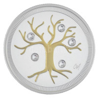 Kanada 2014. 3D Ag 'Az élet ékszere / II. Erzsébet' részben aranyozott, Swarovski kristályokkal díszitett Ag érme, kapszulában, tanúsítvánnyal, dísztokban T:PPCanada 2014. 3 Dollars Ag 'Jewel of Life / Elisabeth II' partially gilt,