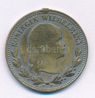 Hollandia ~1890. 'Koningin Wilhelmina / Koningin Regentes Emma' kétoldalas ezüstözött bronz emlékérem fül nélkül T:3 Netherlands ~1890. 'Koningin Wilhelmina / Koningin Regentes Emma' two-sided silver-plated bronze commemorative medallion