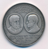 Izrael 1966. 'Edmond de Rothschild, Yishuv atyja, és fia James, aki a Kneszet otthonává tette' kétoldalas jelzett Ag emlékérem peremen '2425' sorszámmal. Szign.:Paul Vincze (1907-1994) (39,85g/0,986/45mm) T:BUIsrael 1966. 'Edmond de