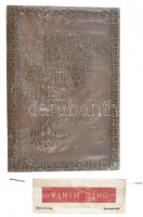 Németország 1970. egyoldalas öntött bronz plakett, korabeli 'ÖNTŐ MINTA' feliratú lezárt, műanyag tasakban. 'SOCIETAS PRO AEROSOLIBUS IN MEDICINA INTERNATIONALIS ANNO MCMLXX BEROLINUM AEOROTI SALUS PRO NOBIS LEX SUPREMA ESTO' (133x92mm)