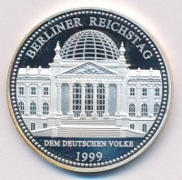 Németország 1999. 'Berlin / Reichstag' ezüstözött Cu-Ni emlékérem (40mm) T:PP patinaGermany 1999. 'Berlin / Reichstag' silver plated Cu-Ni medallion (40mm) C:PP patina