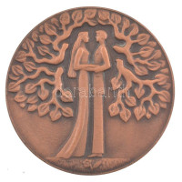 Ukrajna / Dnyipro ~1980. 'Boldogság, szeretet' házasságkötéskor ajándékozott emlékplakett eredeti tokban (60mm) T:1Ukraine / Dnyipro ~1980. commemorative bronze medallion given at the time of marriage in original case (60mm) C:UNC